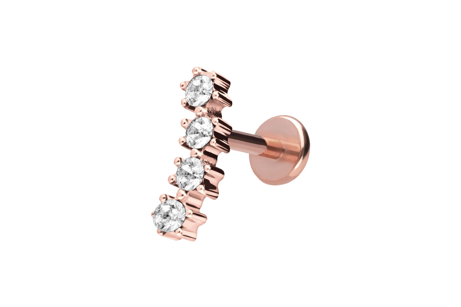 Titan Labret Piercing mit Push Fit 4 EINGEFASSTE KRISTALLE